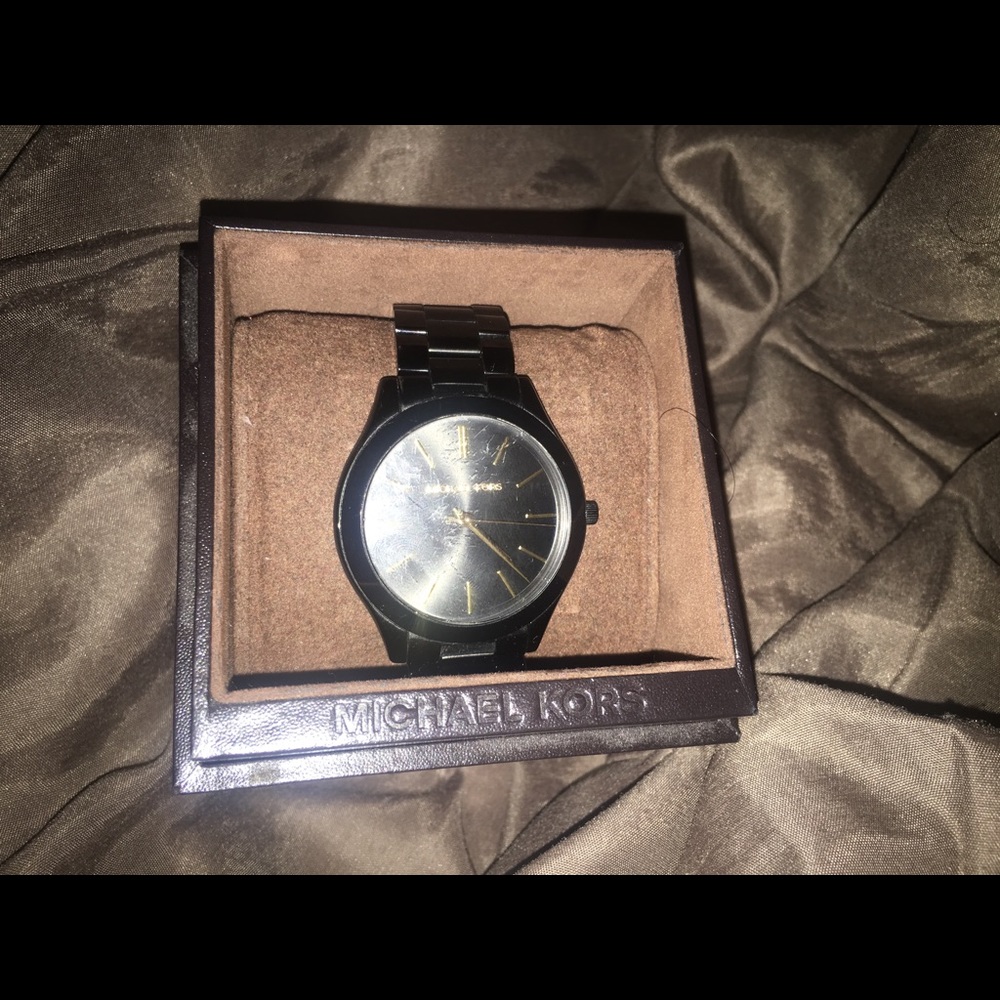 michael kors watch black with gold unisex MK-3221
